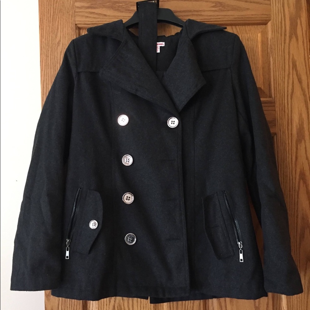 Charcoal gray pea coat